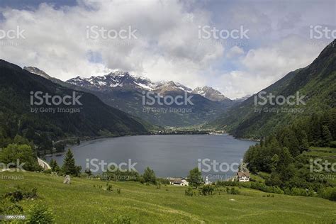 Lago Di Poschiavo Is A Natural Lake In Switzerland Alps Stock Photo