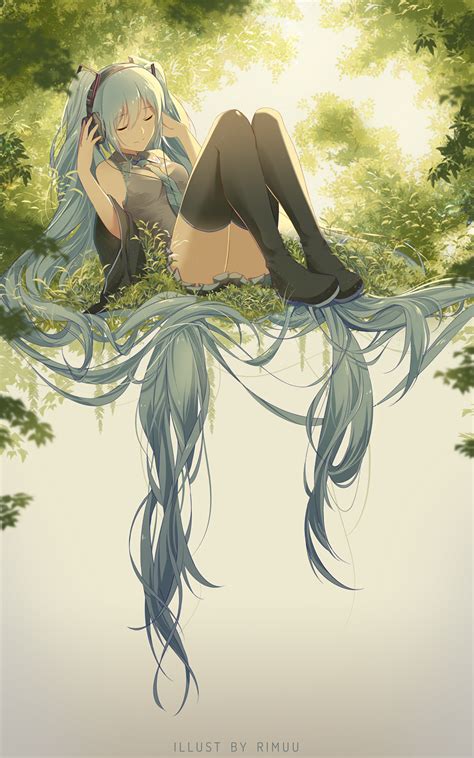デスクトップ壁紙 アニメの女の子 ボーカロイド 初音ミク 長い髪 青い髪 ヘッドフォン ストッキング 太ももの高 1280x2048 pvtpwn 1370001