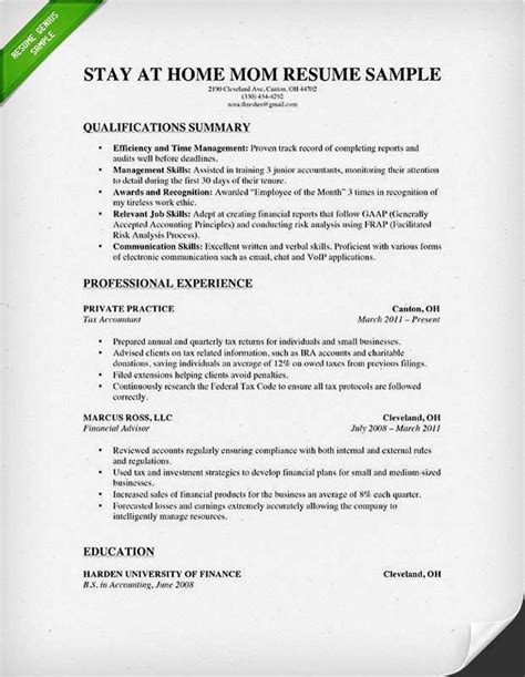How To Write A Stay At Home Mom Resume Resume Genius Resume Examples Best Resume Resume