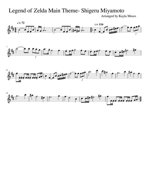 Legend Of Zelda Main Theme Sheet Music For Flute Solo