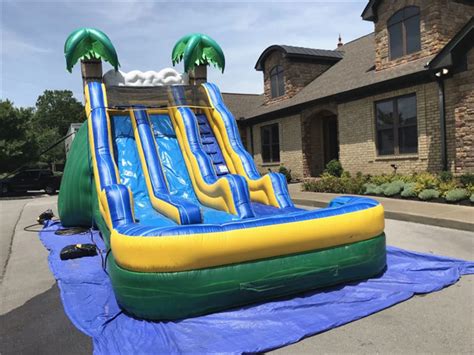 Commercial Tropical Inflatable Large Water Slides Double Slip N Slide