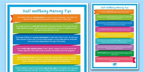 Staff Wellbeing Marking Tips Display Poster