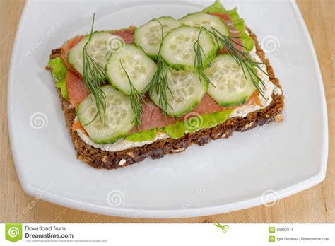 Open Faced Smoked Salmon Sandwich Stock Photo Image Of
