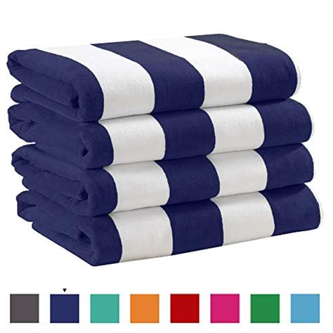 Great Bay Home 4 Pack Plush Velour 100 Cotton Beach Towels Cabana