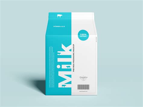 Free Front View Milk Carton Packaging Mockup Design Mockup Planet