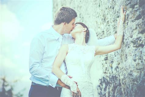 Free Photo Man Kissing Woman Wearing Sleeveless Wedding Gown Adult