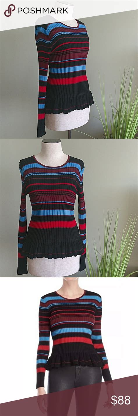 Nwt Torn By Ronny Kobo Striped Peplum Rib Knit Top Rib Knit Top Clothes Design Fashion Design
