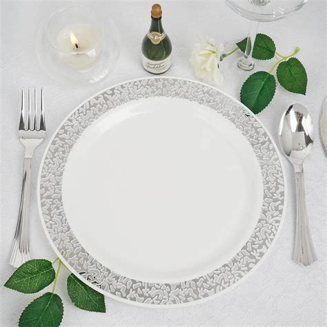 Buy 10 Pack 9 White Round Disposable Plastic Dinner Plates With