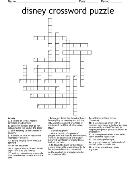 Disney Crossword Puzzle Wordmint