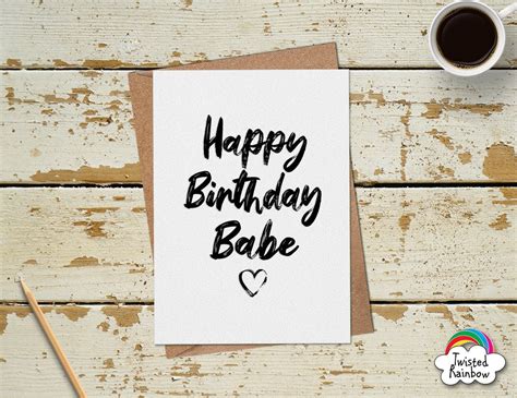 Happy Birthday Babe Card Cute Birthday Card For Him Her Etsy