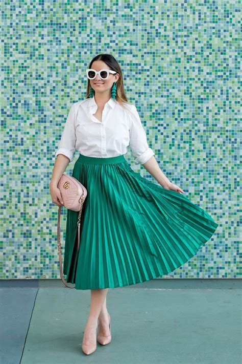 Cute Fashion Outfits Ideas Green Pleated Skirt Pleated Skirt