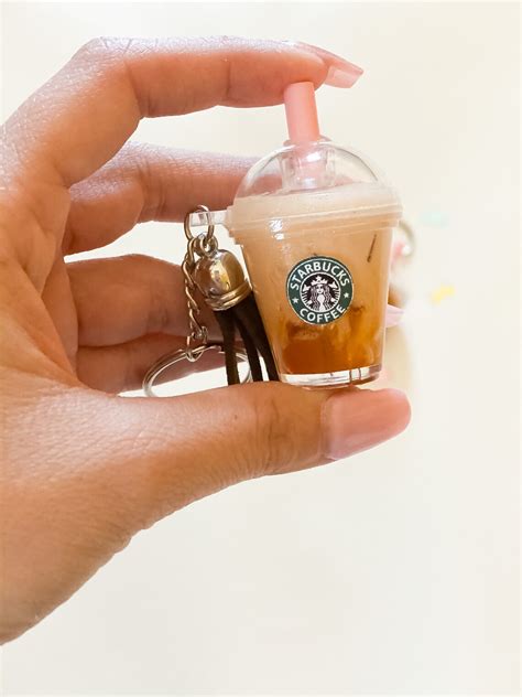 Mini Coffee Keychain Starbucks Inspired Drink Keychain Etsy