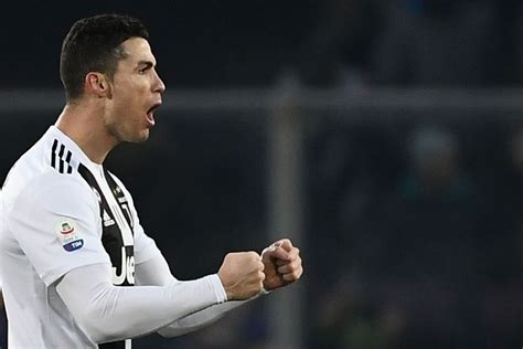 Juventus Portuguese Forward Cristiano Ronaldo Celebrates After Scoring
