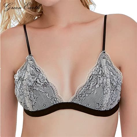 Greenearth Womne S Ultrathin Straps Comfort Bra Floral Lace Breathable