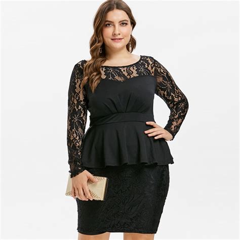 Buy Wipalo Plus Size Women Lace Dress Elegant Long