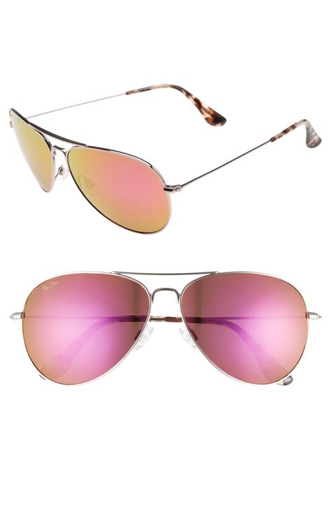 Maui Jim Mavericks 61mm Polarizedplus2 Aviator Sunglasses In Pink Lyst