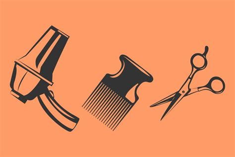 Hair Dryer Comb And Scissors Silhouettes