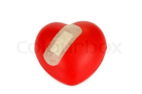 Red Heart With Plaster Isolated On Stock Image Colourbox
