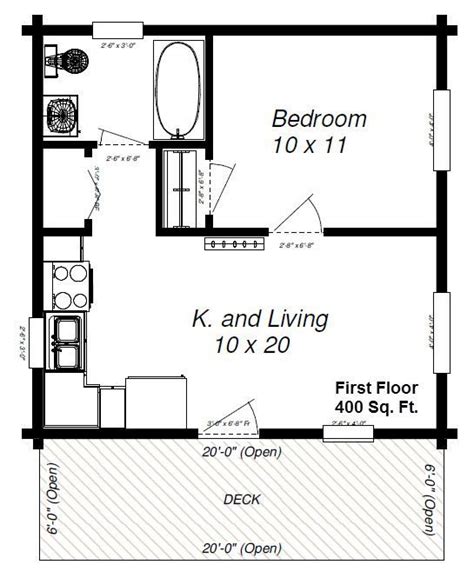 This cottage design floor plan is 400 sq ft and has 1 bedrooms and has 1 bathrooms. Image result for tiny house floor plans under 400 sq ft | One bedroom house, Small house floor ...