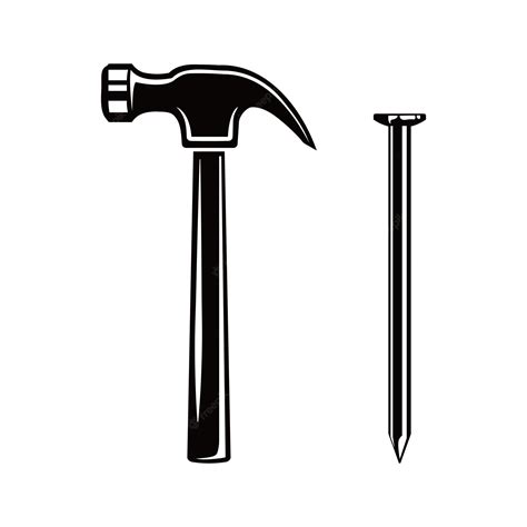 Premium Vector Claw Hammer And Nail Carpenters Hammer And Metal Nail