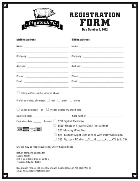 Printable Registration Form Template Charlotte Clergy Coalition