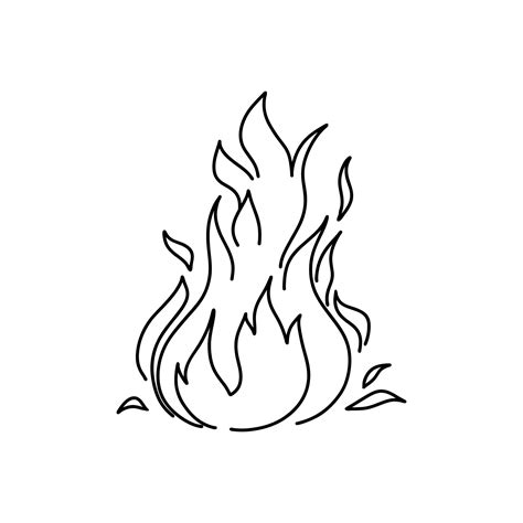 Hand Drawn High Flame Doodle Fire Is Scorching And Dangerous Vector