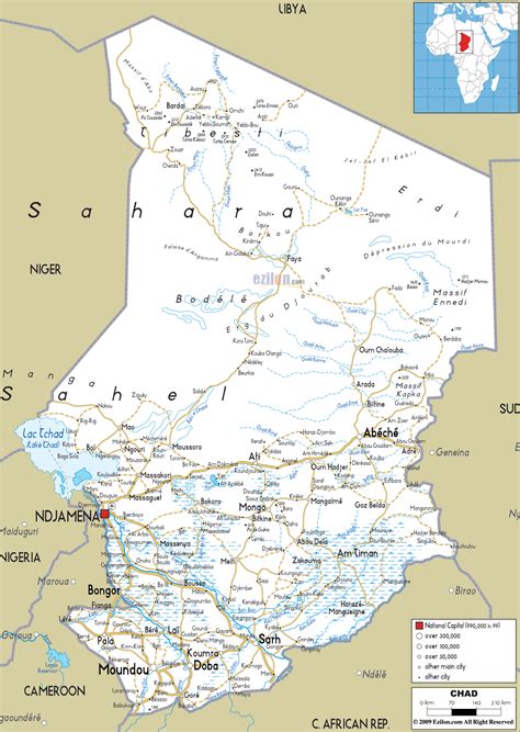 Detailed Clear Large Road Map Of Chad Ezilon Maps
