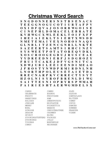 Hard Christmas Word Search Printable Christmas Word Search