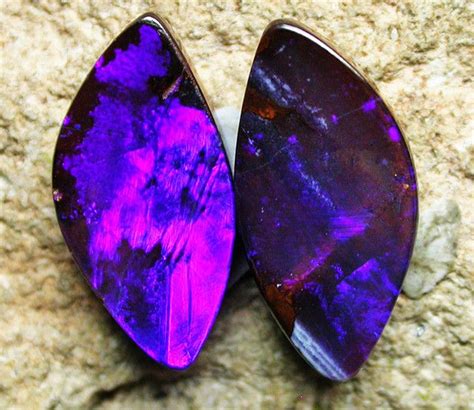 705 Cts Purple Boulder Opal Pair Pl218 Crystals And Gemstones