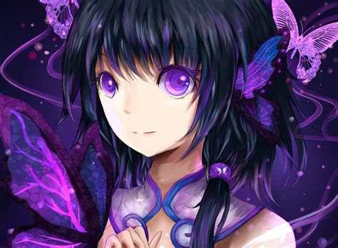 Mystic Butterfly Anime Girl Hd Wallpaper