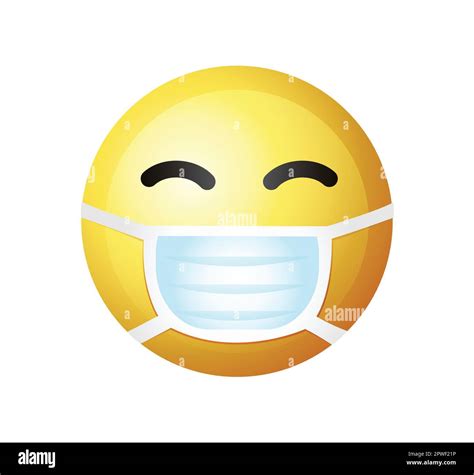 High Quality Emoticon On White Background Emoticon With Medical Mask