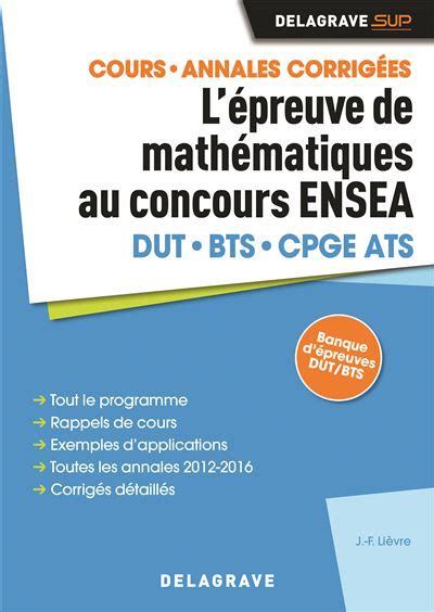 L Preuve De Math Matiques Au Concours Ensea Manuel L Ve