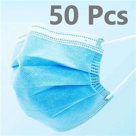 50pcs Disposable Facemask With Elastic Ear Loops Soft And Comfortable