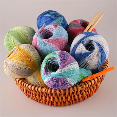 500g Pure Natural 48 Cotton Yarn For Crochet 52 Linen Silk Yarn For