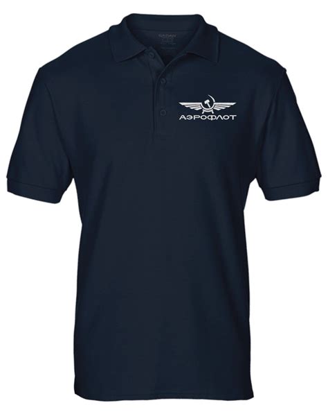 Aeroflot Russian Airline Retro Aircraft Logo Embroidered Pilots Polo T