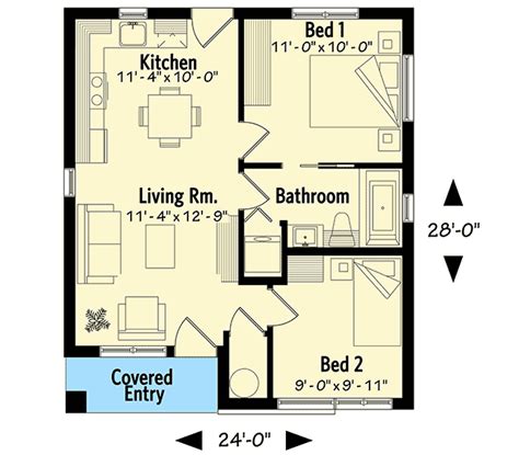 Open Floor Plan 2 Bedroom Tiny House Plans Two Bedroom Tiny House