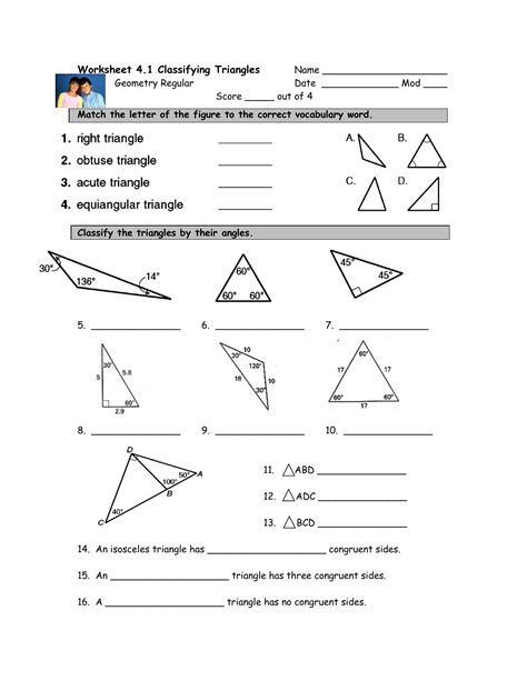 Worksheet 41 Classifying Triangles — Db