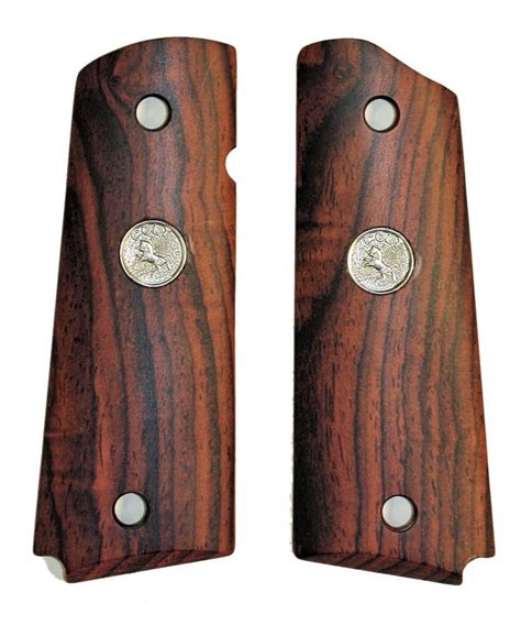 Colt 1911 Smooth Cocobolo Rosewood Grips With Medallions