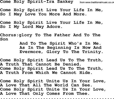 Come Holy Spirit Ira Sankeytxt By Ira Sankey Christian Hymn Lyrics