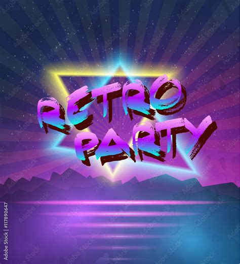 Illustration Of 1980 Neon Poster Retro Disco 80s Background Made In