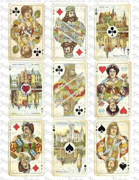 Vintage Playing Cards Digital Download Collage Sheet 25 X 35