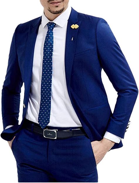 buy slim fit royal blue wedding suits 2 pieces men s suits groom tuxedos business suit online in