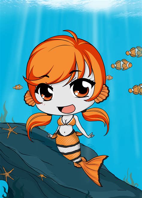 Chibi Mermaid Series Clown Fish By Mibu No Ookami On Deviantart