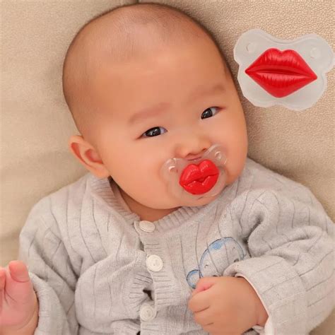 Silicone Funny Baby Pacifier Red Lips Toy Infant Baby Funny Pacifiers