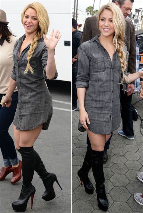 Shakira Steps Out In Sexy Thigh High Leather Boots For Extra Tv