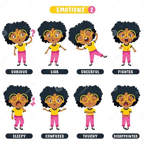 Little Kid With Different Emotions Stock Vector Illustration Of Icons