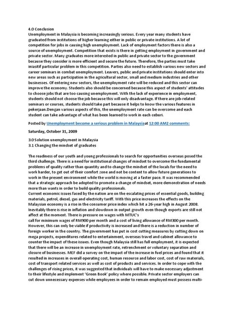 Issues and concerns of unemployment in malaysia for decades, unemployment is seen as a negative issue that affects a country all over the world including malaysia. Unemployment Issues | Entrepreneurship | Unemployment