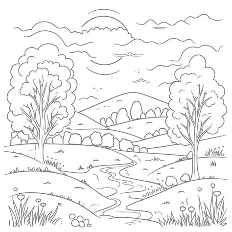 Simple Landscape Coloring Pages