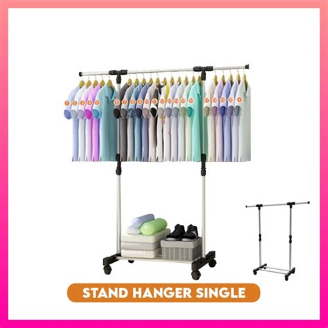 Jual Stand Hanger Baju Single Rak Serbaguna Besi Dengan 4 Roda DGYJ 1