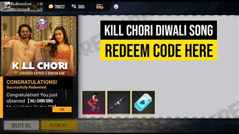 Kill Chori Official Song Redeem Code Free Fire Today Redeem Code Free